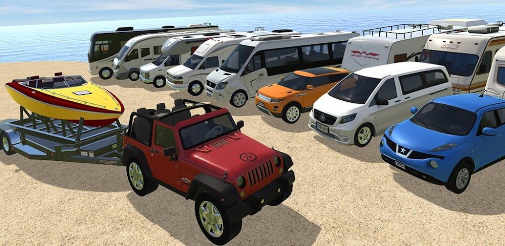 Camper Van Beach Resort v1.9.1 MOD APK (Unlocked All Cars)