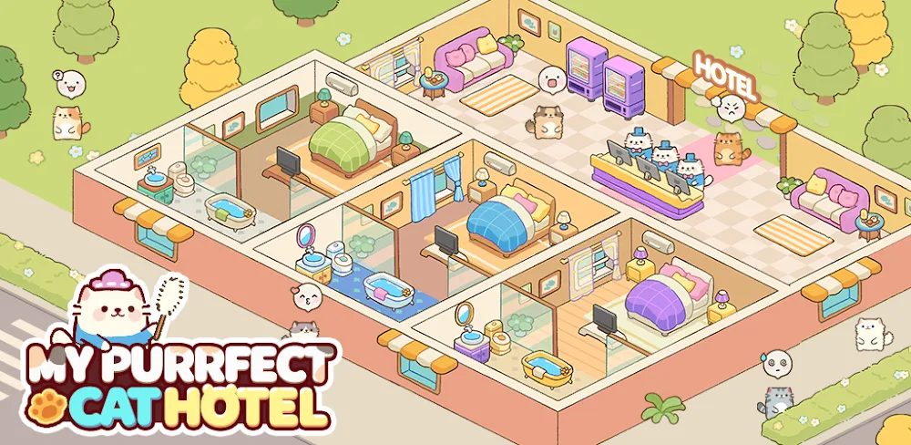 My Purrfect Cat Hotel v2.6.5 MOD APK (Menu, Unlimited Gem, Fish, No Ads)