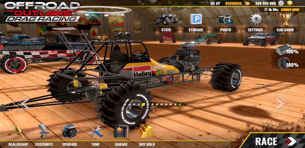 Offroad Outlaws Drag Racing v1.0.17 MOD APK (Unlimited Money, Gold)