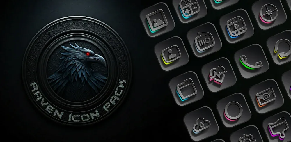Raven Dark Icon Pack v1.2.2 APK (Full Version)