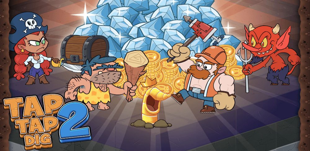 Tap Tap Dig 2 v1.0.0 MOD APK (Diamonds, Fossils, Skills, Lvl Up)