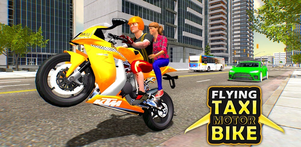 Flying Motorbike Taxi Driving v1.1.5 MOD APK (Free Shopping)