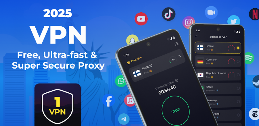 1 Fast VPN v3.3.0(kg) MOD APK (Premium Unlocked)