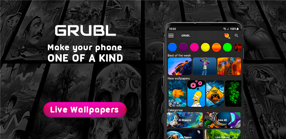 GRUBL 4D Live Wallpapers + AI v3.6.19 MOD APK (Premium Unlocked)