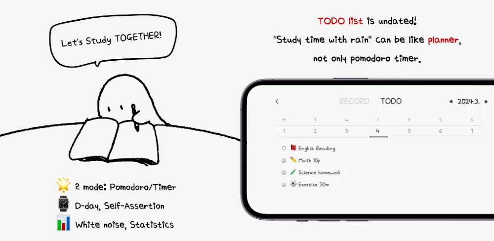 Study Time With Rain v2.5.2 MOD APK (Premium Unlocked)